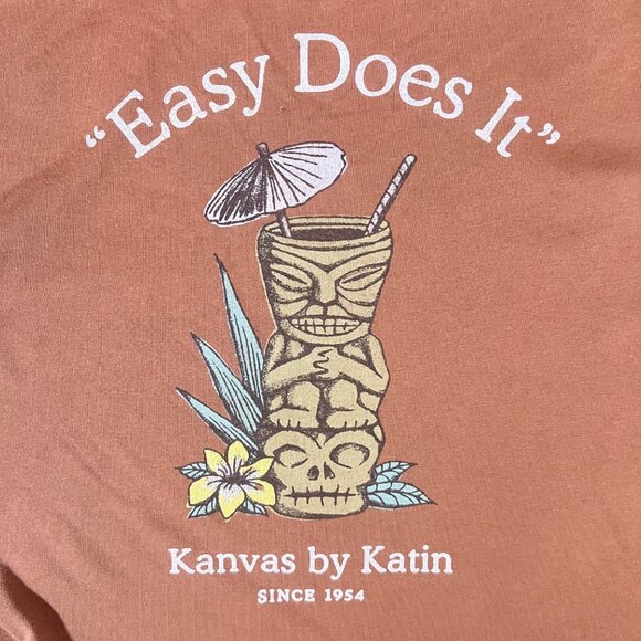 Katin By Kanvas "Easy Does It" Womens T-Shirt SZ S Brown 100% Organic Cotton - Picture 5 of 9